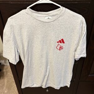 Adidas Heather Gray Tee with Red Graphic